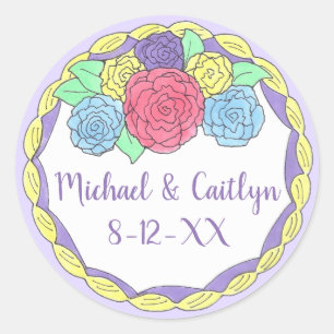 Floral Flowers Roses Bridal Shower Wedding Cake Classic Round Sticker
