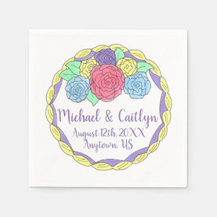 Floral Flowers Roses Bridal Shower Wedding Cake Napkin