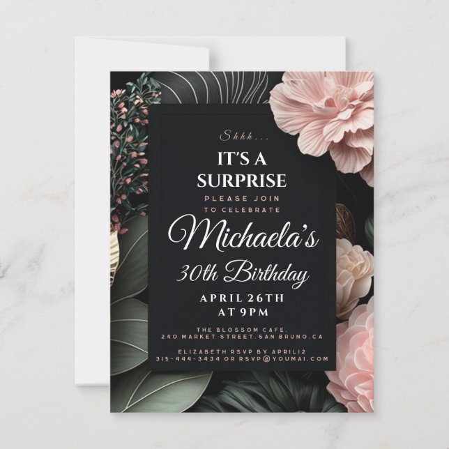 Floral flowers Surprise secret Birthday Party Invitation (Front)