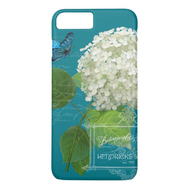 Floral Flowers White Hydrangea Butterfly Script Case-Mate iPhone Case (Back)