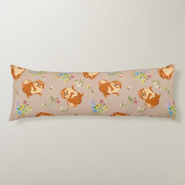 Floral Fluffy Dog Body Pillow (Front)