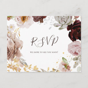 Floral flush moderne Carte postale Mariage RSVP