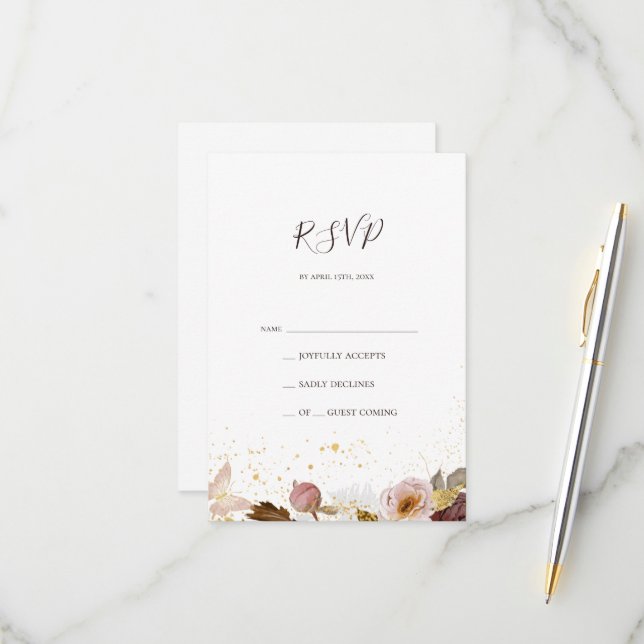 Floral flush moderne | Carte RSVP (Devant/Arrière en situation)