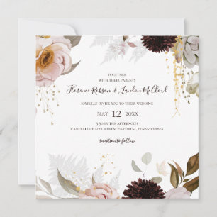 Floral flush moderne   FAIRE-PART DE MARIAGE CARRÉ