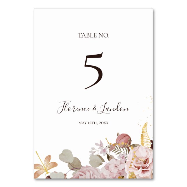 Floral flush moderne | Numéro de table (Par défaut)