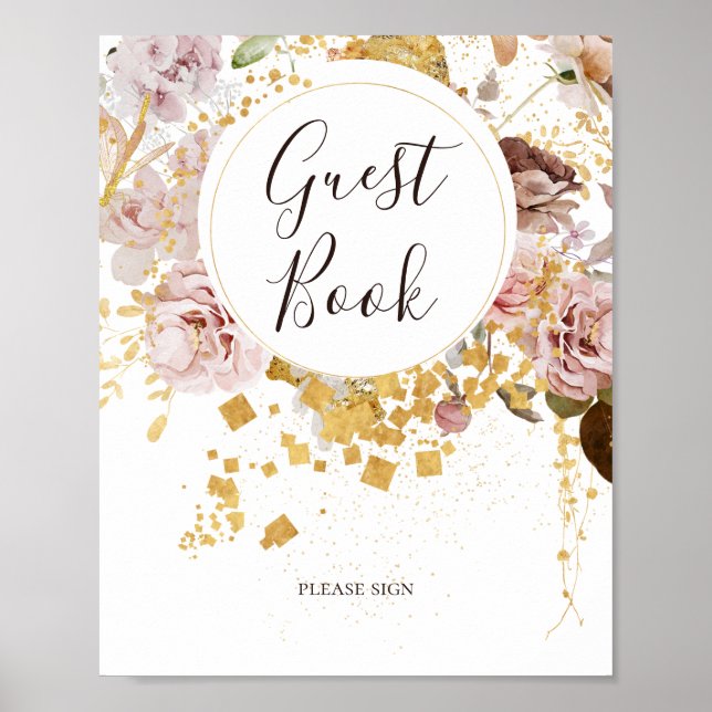 Floral flush moderne | Panneau du livre d'or (Devant)