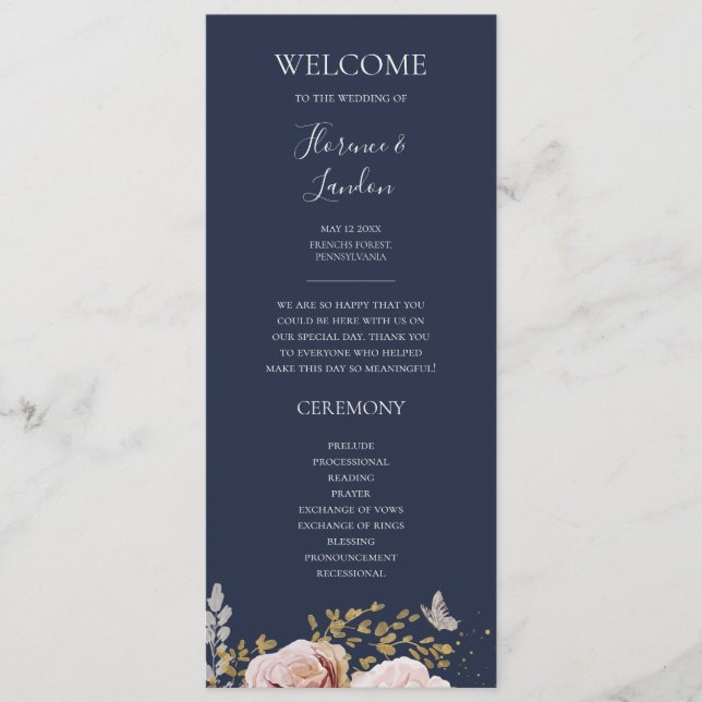 Floral flush moderne | programme de mariage mariti (Devant)