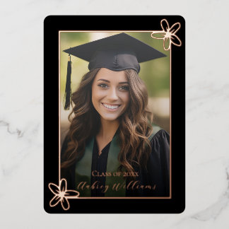 Floral Foil Photo Graduation Celebration Invite