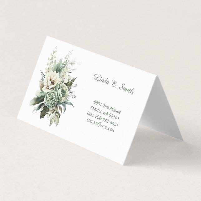 Floral Folded Calling Card (Front)