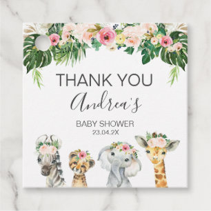 Floral Foliage Safari Baby Shower  Favour Tags