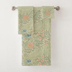 Floral Foliage Vintage William Morris Larkspur Bath Towel Set