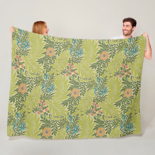 Floral Foliage Vintage William Morris Larkspur Fleece Blanket