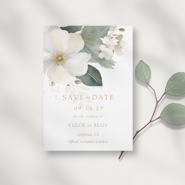 Floral Foliage Watercolor Wedding Save the Date Invitation (Creator Uploaded)