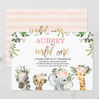 Floral Foliage Wild One Safari Animals Birthday