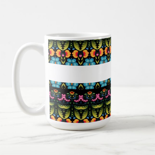 Floral Folk Art Modern Coffee Mug (Left)
