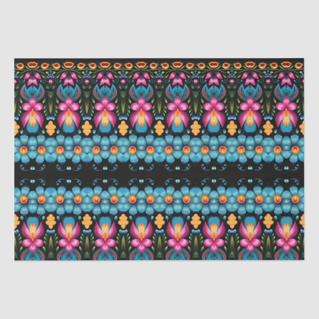 Floral Folk Art Modern Tissue Paper (Front)