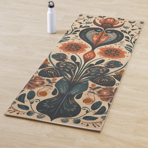 Floral Folk Art Yoga Mat