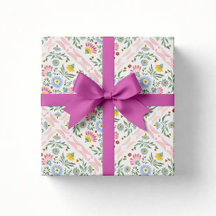 Floral Folk Baby Shower Wrapping Paper