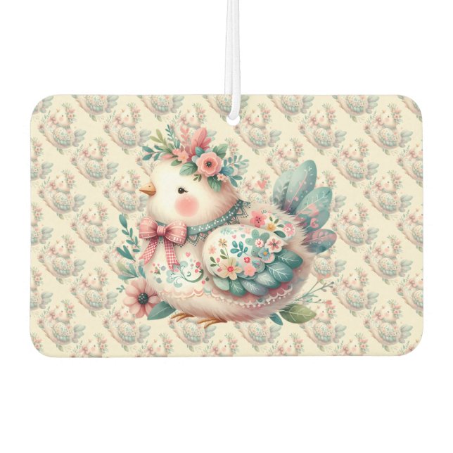 Floral Folk Bird with Pastel Boho Charm Air Freshener (Front)
