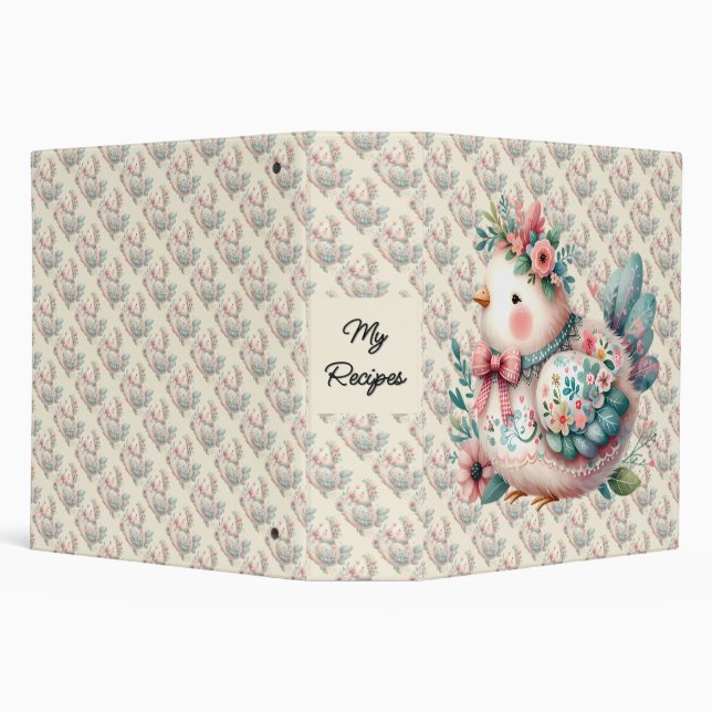 Floral Folk Bird with Pastel Boho Charm Binder (Background)