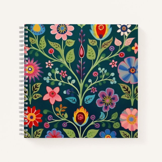 Floral Folk Motif Notebook (Front)