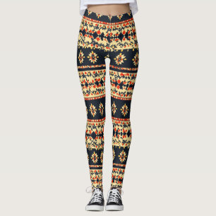 Floral Folk Pattern Leggings