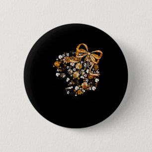 Floral Football Game Day Girly Bow Team Srit Black 2 Inch Round Button