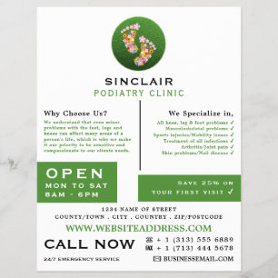 Floral Footprints, Podiatry Clinic, Podiatrist Flyer