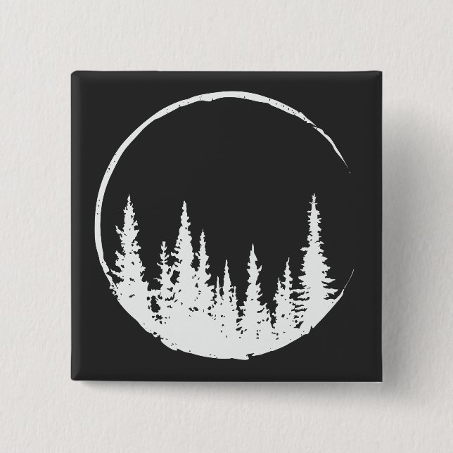 Floral Forest Circle Tree Loving Forest Tree 2 Inch Square Button (Front)