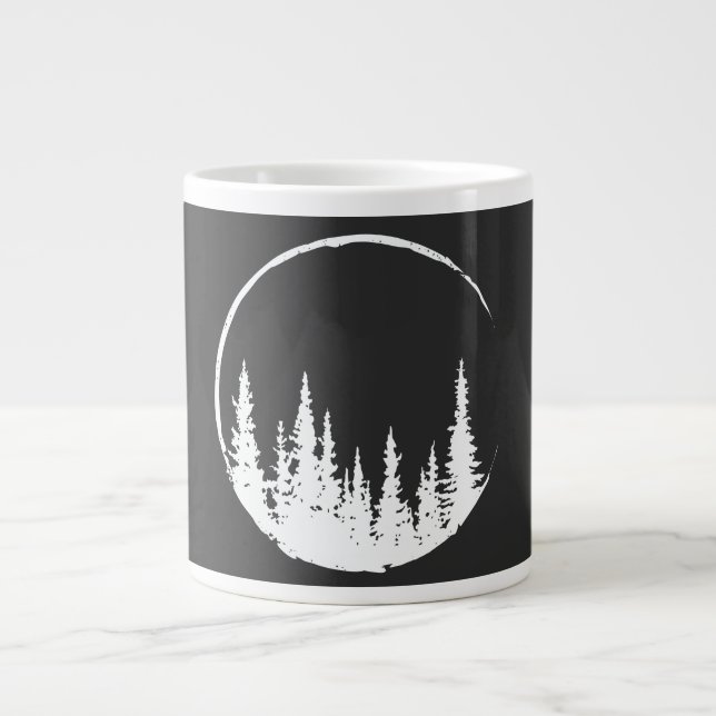 Floral Forest Circle Tree Loving Forest Tree Large Coffee Mug (Front)