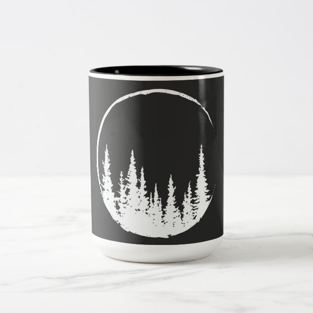 Floral Forest Circle Tree Loving Forest Tree Two-Tone Coffee Mug (Center)