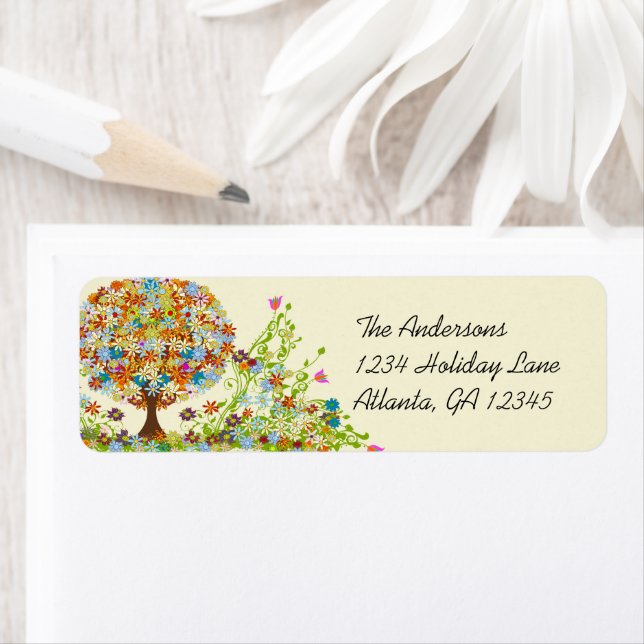 Floral Forest Tree Swirls Return Address Labels (Insitu)