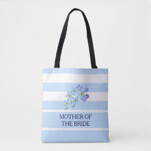 Floral forget me not custom text & name wedding tote bag