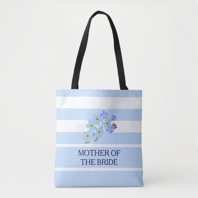 Floral forget me not custom text & name wedding tote bag (Front)