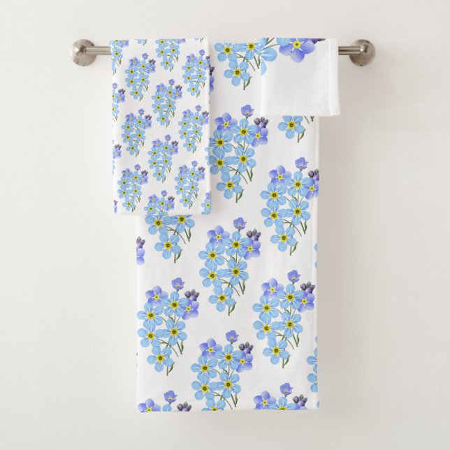 Floral Forget me Nots Bath Towel Set (Insitu)