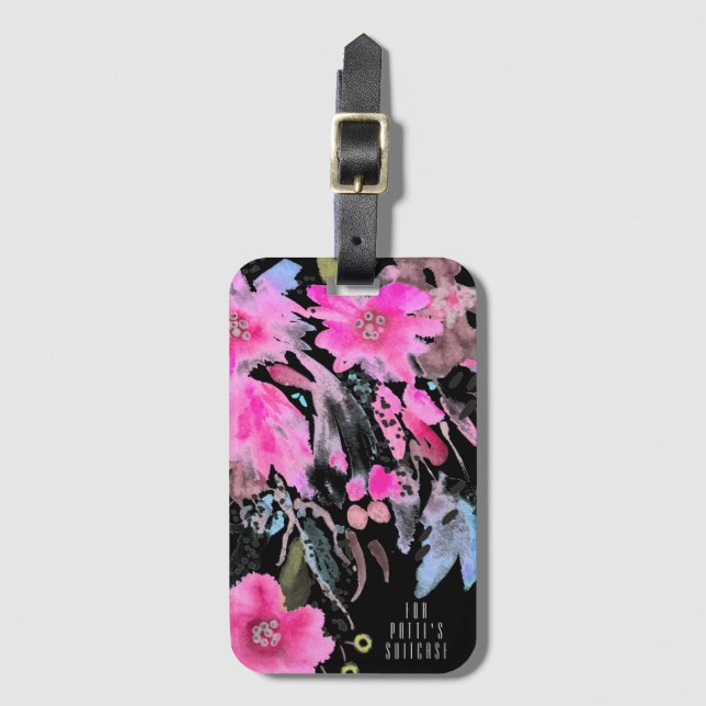 Floral Fountain Luggage Tag (Front Vertical)