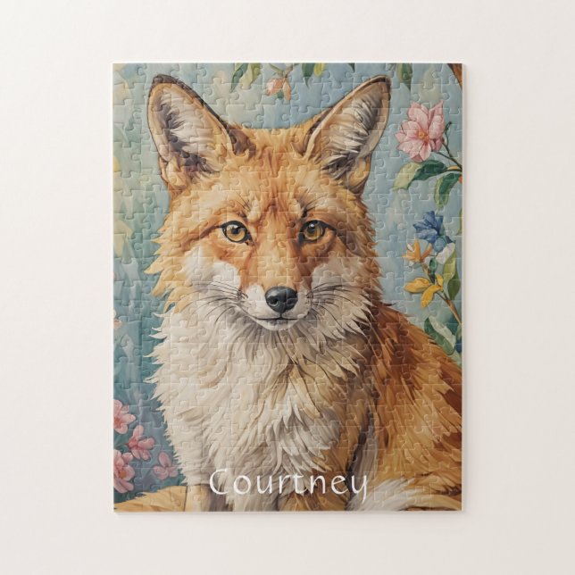 Floral Fox: A Fox Among Flowers Jigsaw Puzzle (Vertical)