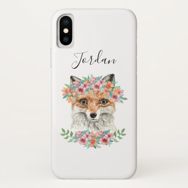 Floral Fox | Add Your Name Case-Mate iPhone Case (Back)