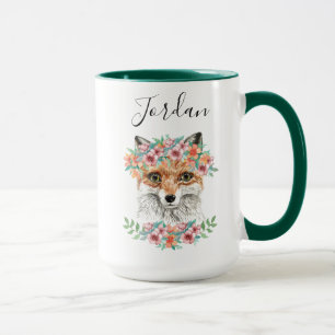 Floral Fox Add Your Name Mug