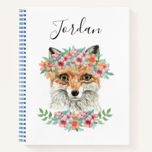 Floral Fox   Add Your Name Notebook