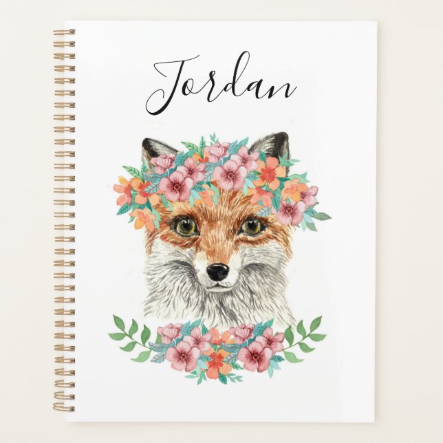 Floral Fox | Add Your Name Planner (Front)
