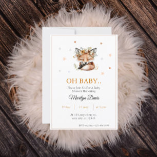 Floral Fox Baby Shower Invitation