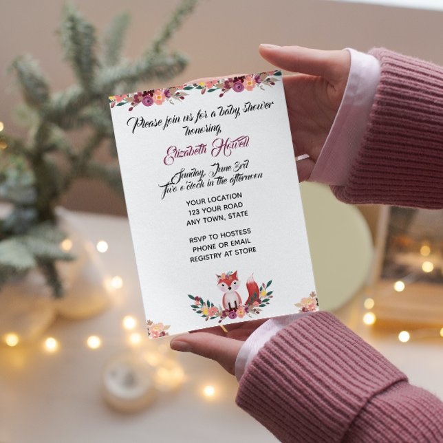 Floral Fox Baby Shower Invitation (Creator Uploaded)