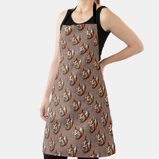 Floral Fox Botanical Woodland Art Apron (Insitu)