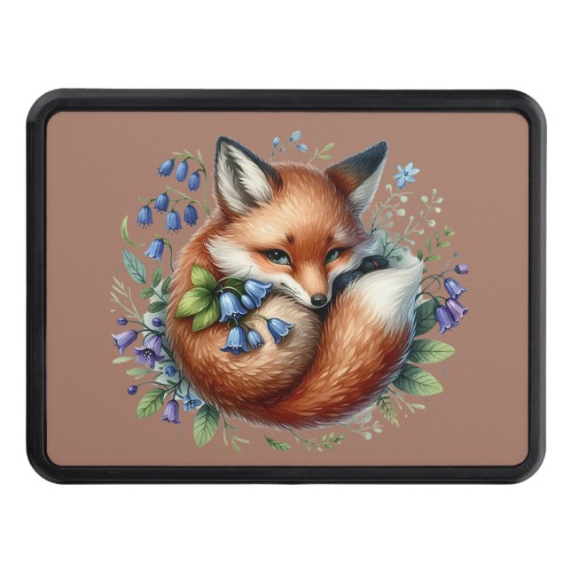 Floral Fox Botanical Woodland Art Trailer Hitch Cover (Front)