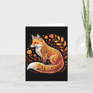 Floral Fox Flowers Art Fox In Autumn - Fall Fox Card