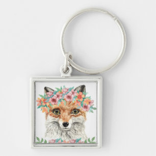 Floral Fox Keychain