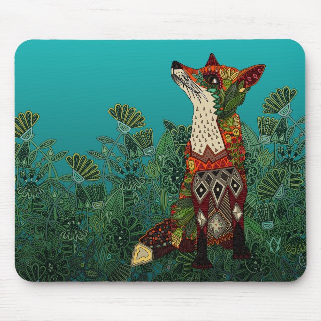 floral fox mouse pad (Front)