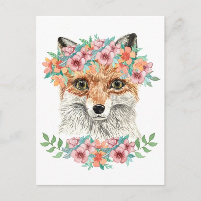 Floral Fox Postcard (Front)