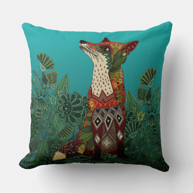 floral fox throw pillow (Front)